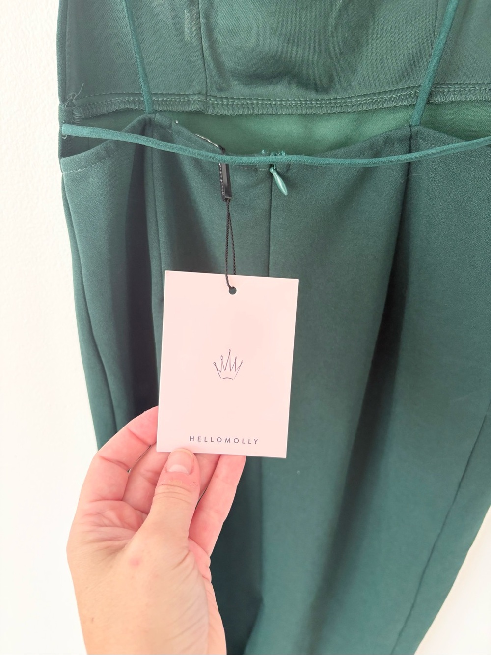 Hello Molly NEW Dark Forest Green Can't Afford Me Open Back Midi Dress Size 2 - Picture 9 of 12